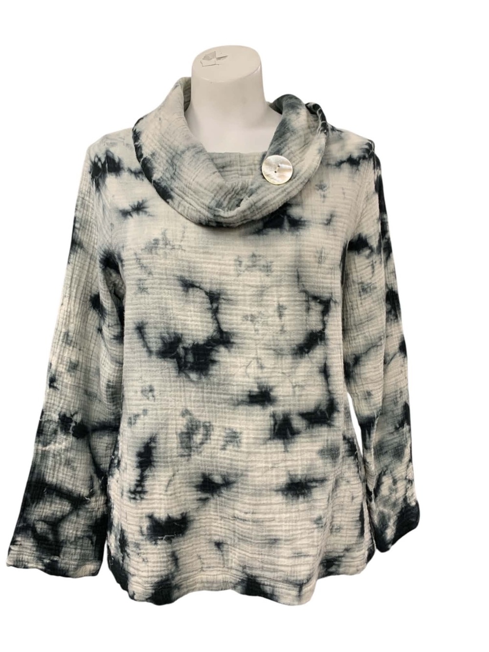 Shannon Passero Tie-Dye Cowl Neck Sweater - Black & White Size S
